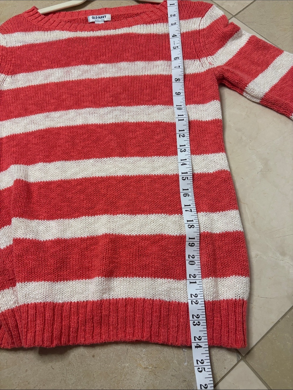 ⭐️ Old Navy Orange & Cream Striped Boatneck Sweater - size M - Picture 4 of 4